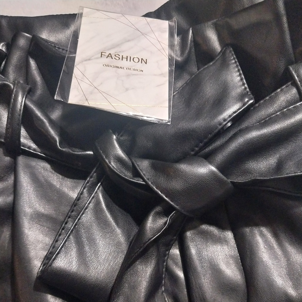 Women's Black Leather Short
